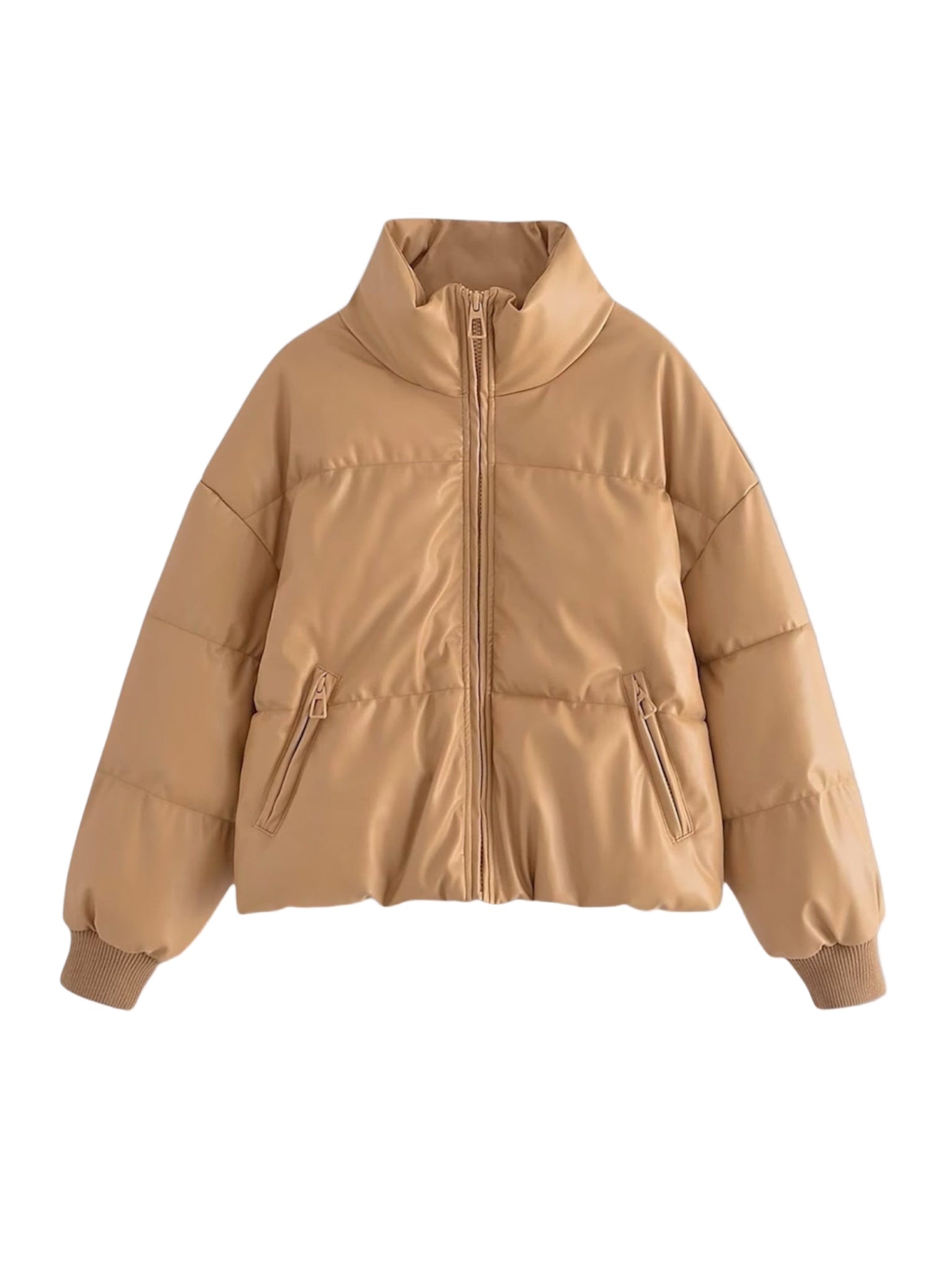 MOYA – Beige Puffer Leather Jacket