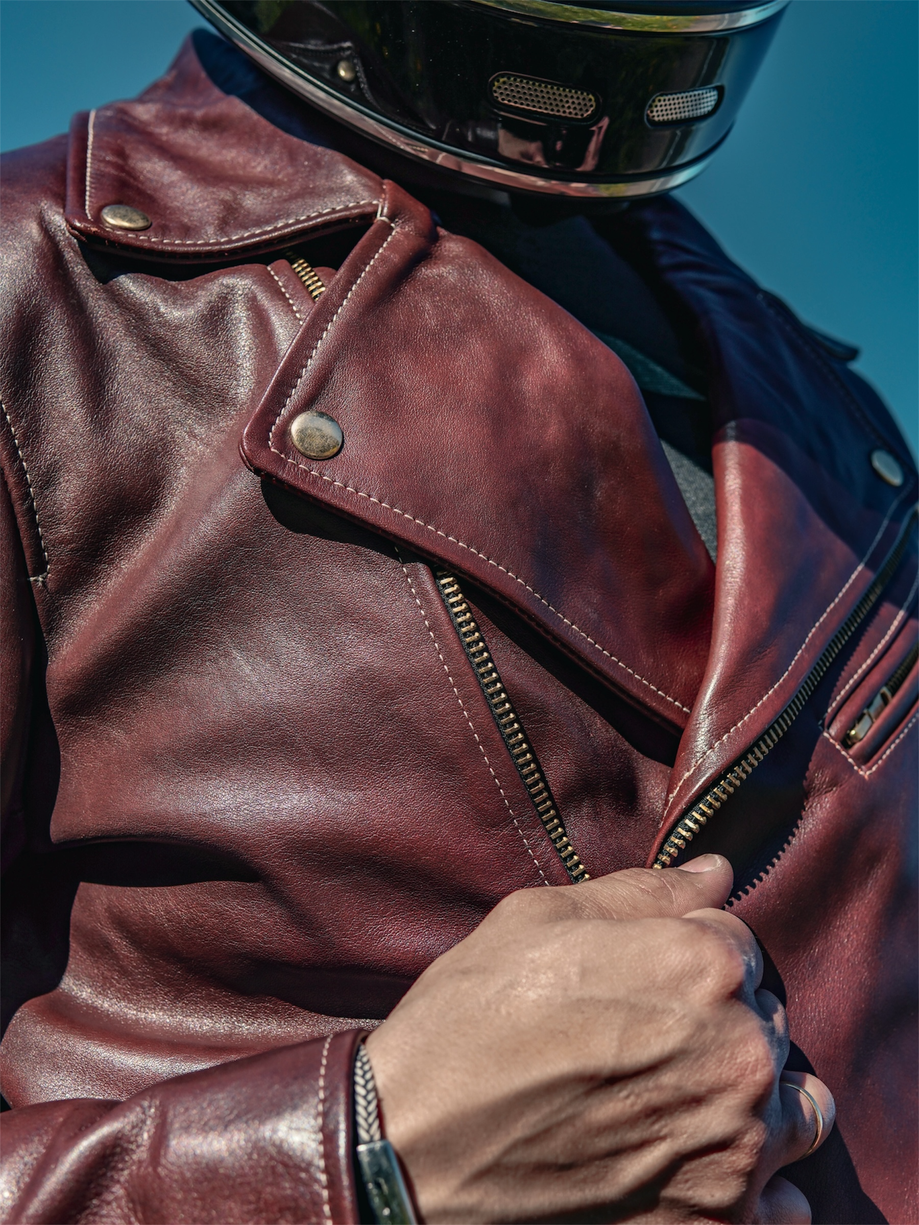 ROUVEN – Maroon Biker Leather Jacket