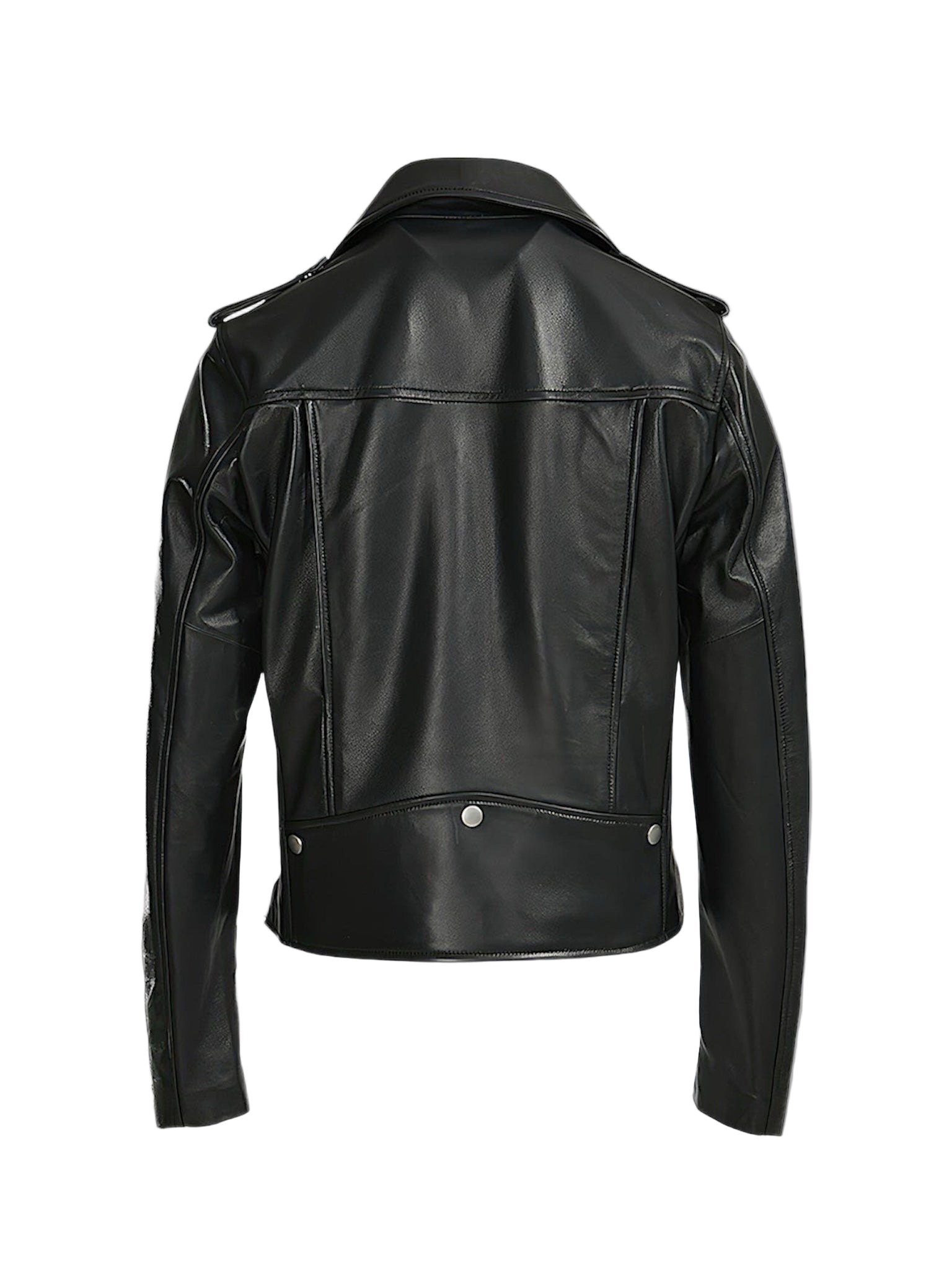Black leather jacket on a white background