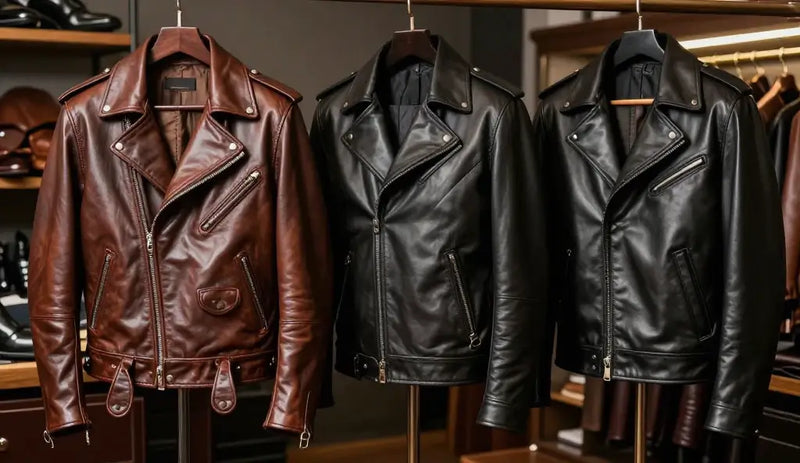 best leather jacket brand USA comparison featuring LuxeAura leather jacket review, Schott NYC leather jacket, and AllSaints leather outerwear side by side