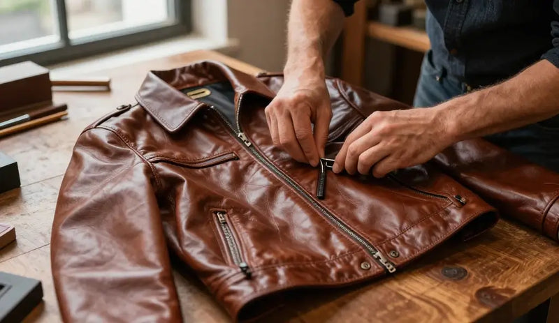 buy handmade leather jacket online USA full grain leather handcrafted jacket by LuxeAura Leather