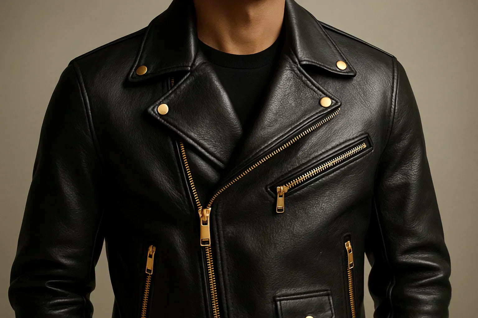 Biker Jackets with Golden Zippers 