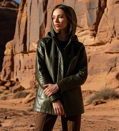 Hooded Leather Jacket