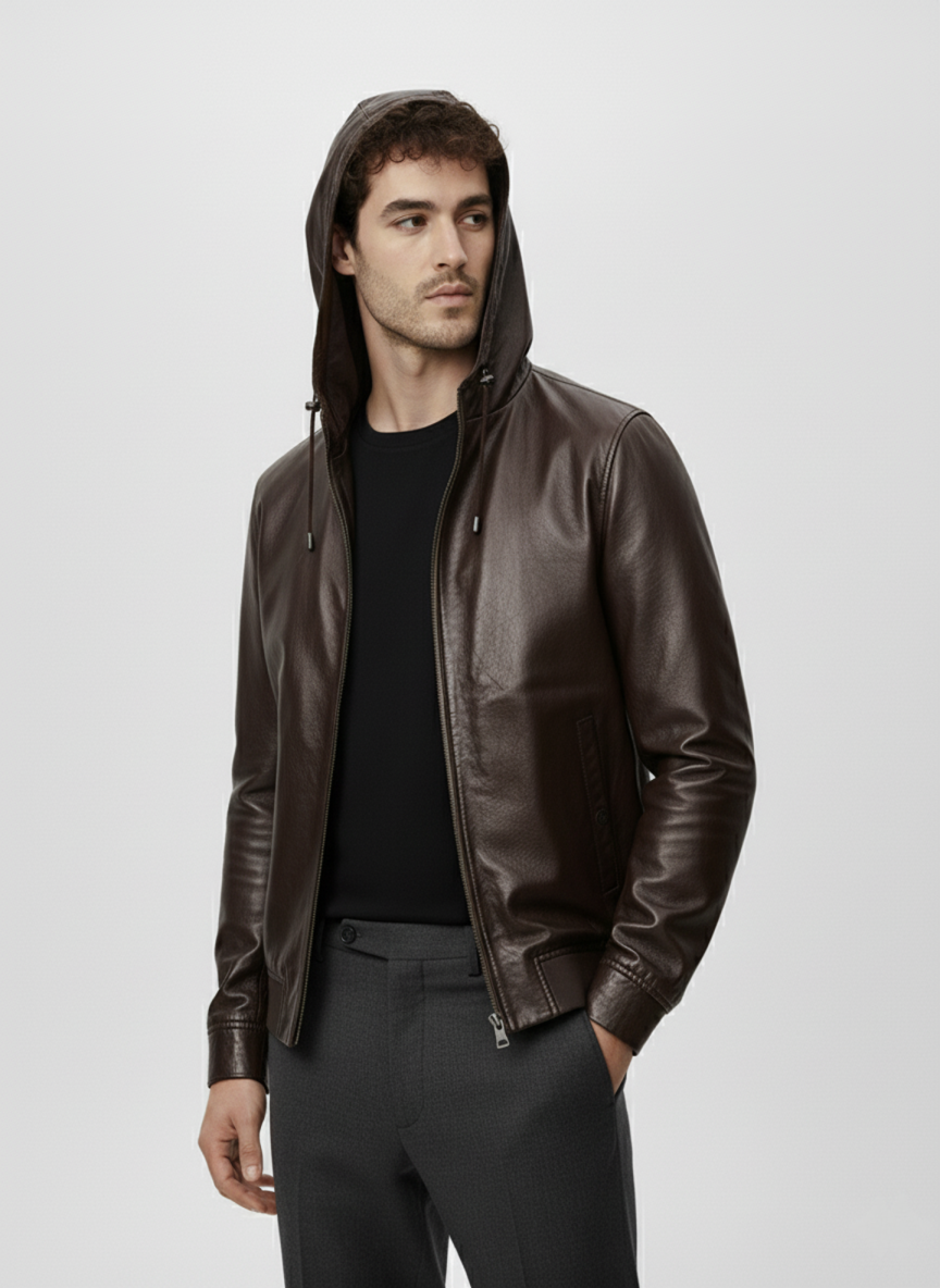 Hooded Leather Jacket