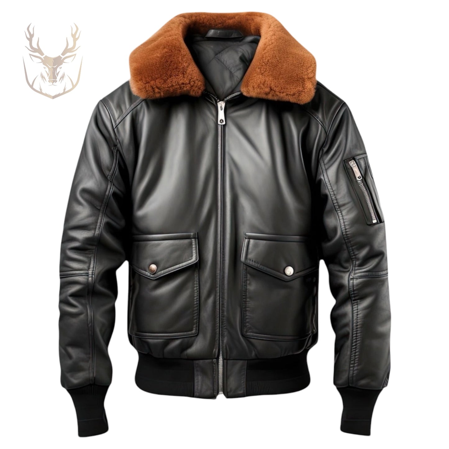 LuxeAura’s Sherpa Shearling Collar Leather Jacket For Men.