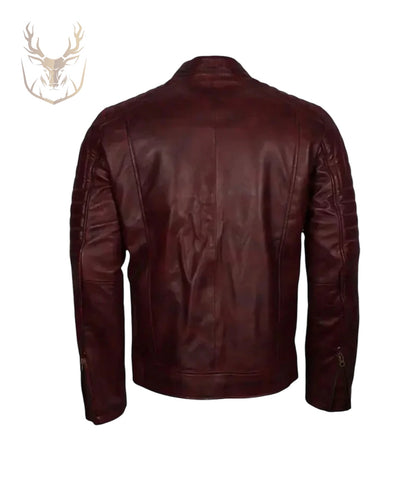 LuxeAura’s Vintage Maroon Cafe Racer Waxed Jacket For Men.