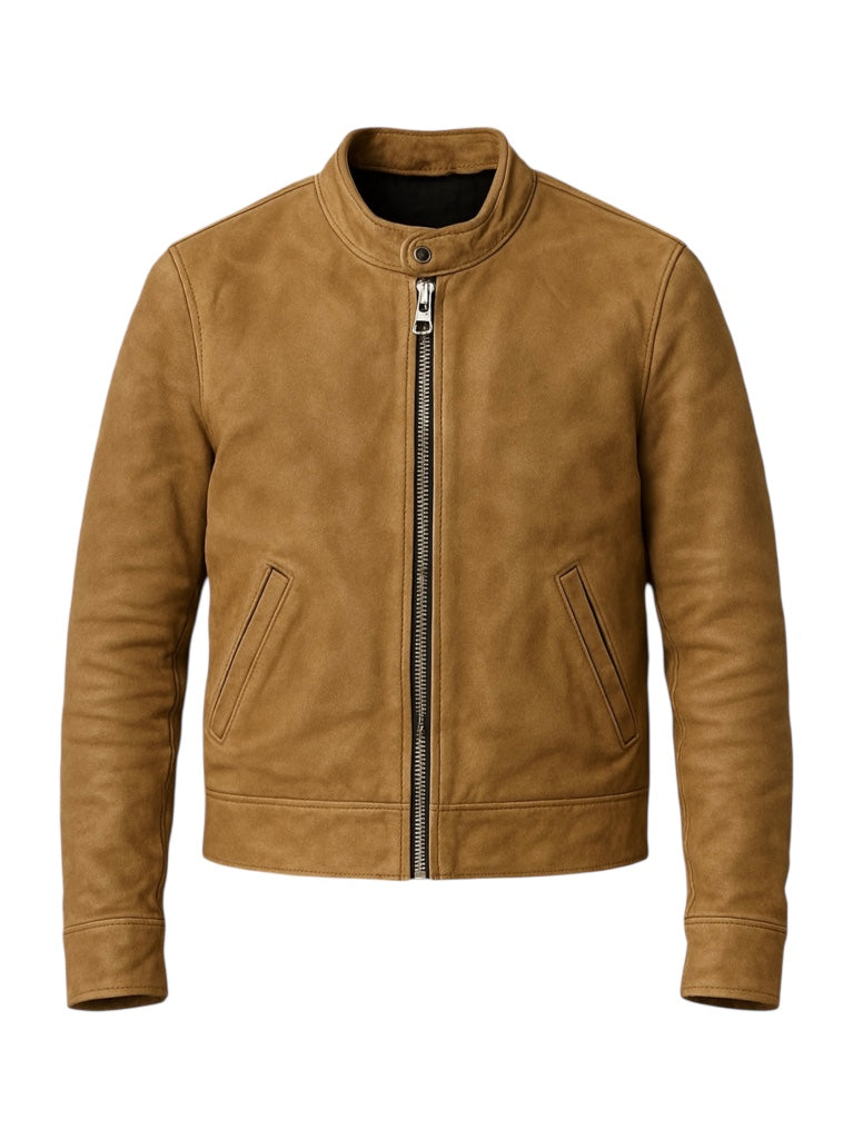 SABLE – Sand Suede Racer Leather Jacket