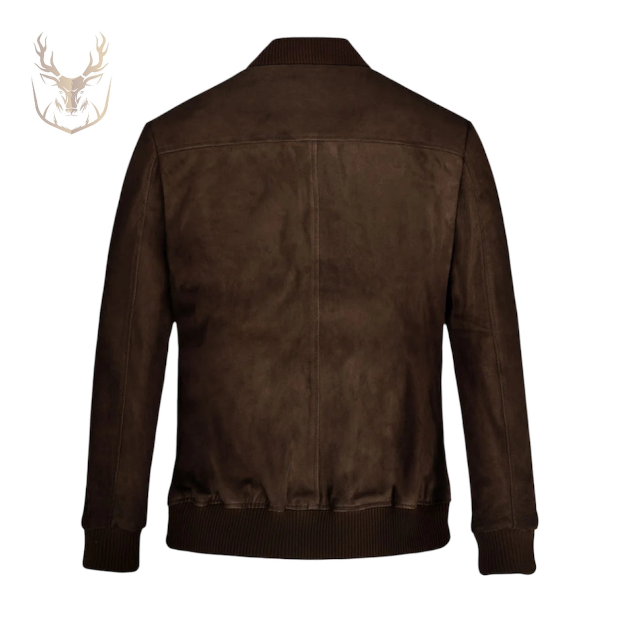 LuxeAura’s Dark Brown Suede Bomber Jacket For Men.