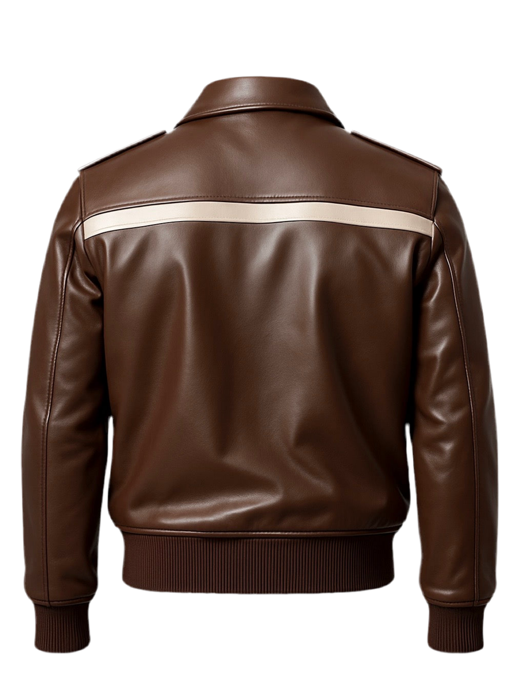 MOCHA – Brown Striped Classic Leather Jacket