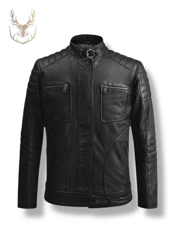 LuxeAura’s Black Padded Cafe Racer For Men.