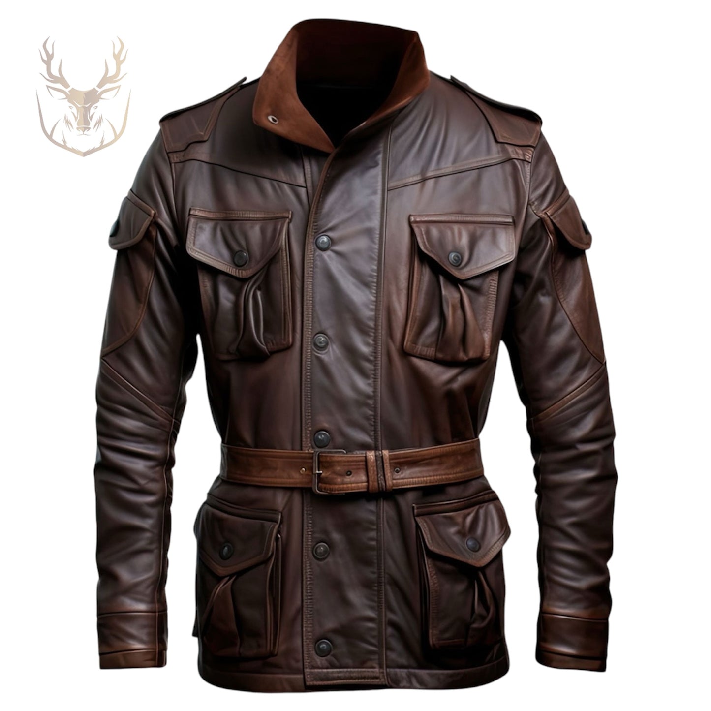 LuxeAura’s Military Leather Trench For Men.