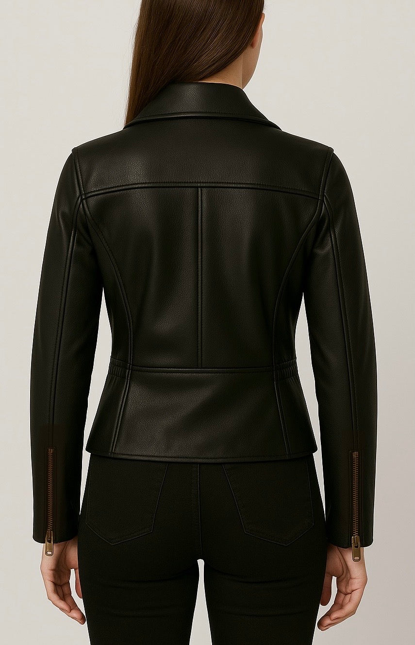 STRUX - Black Biker Leather Jacket