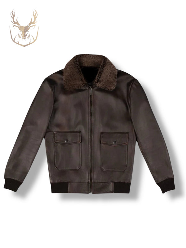 LuxeAura’s Brown Flight Aviator Jacket For Men.