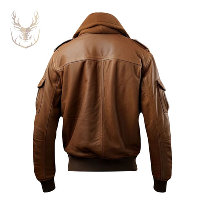 LuxeAura’s Brown Sherpa Shearling Leather Jacket For Men.