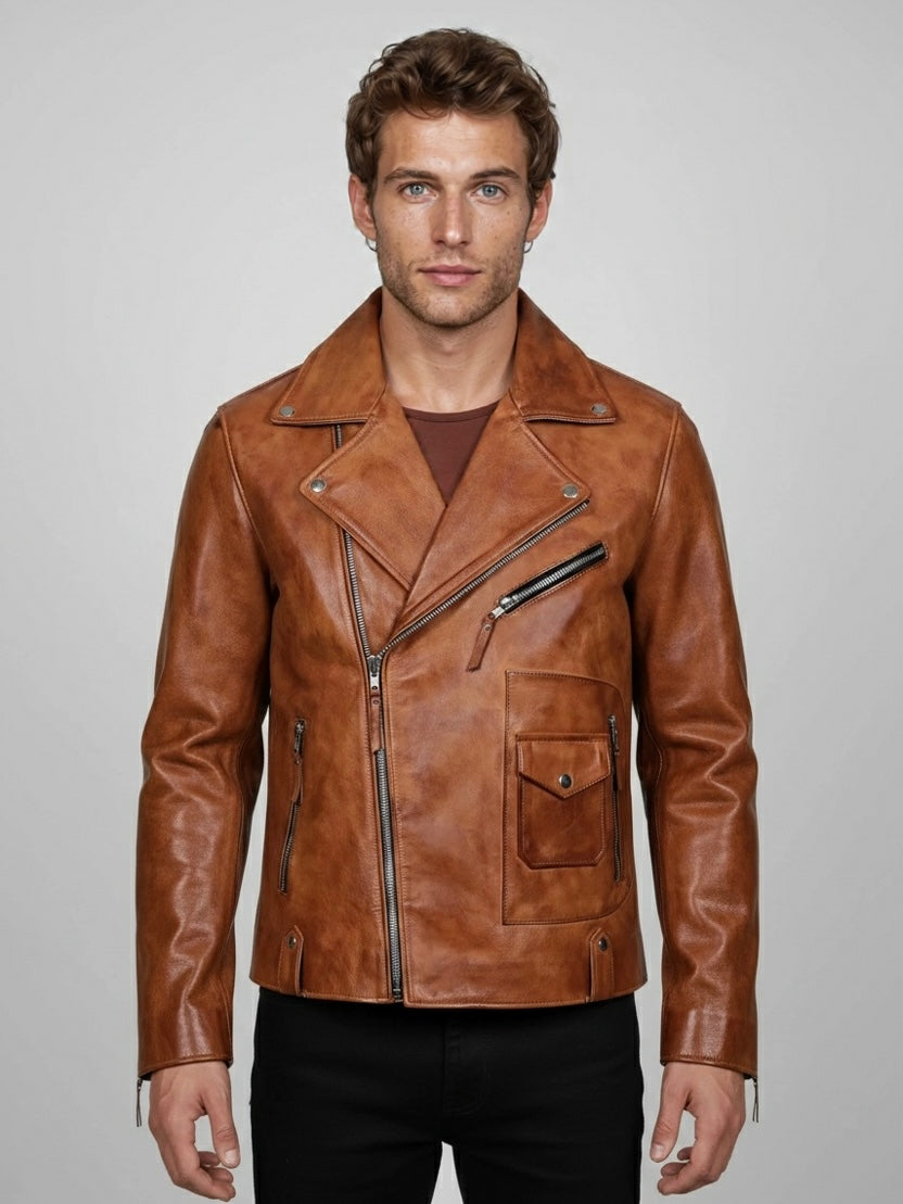 RUSTBORN – Rugged Biker Leather Jacket