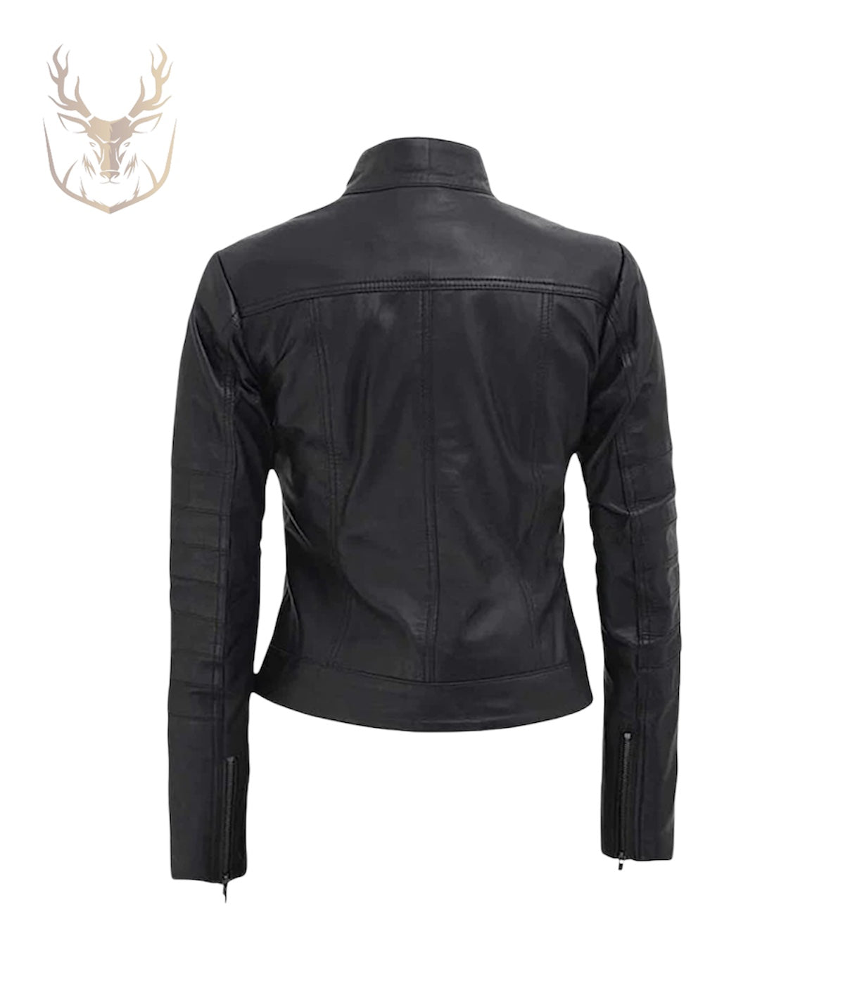 LuxeAura’s Black Slim Fit Leather Jacket For Women.