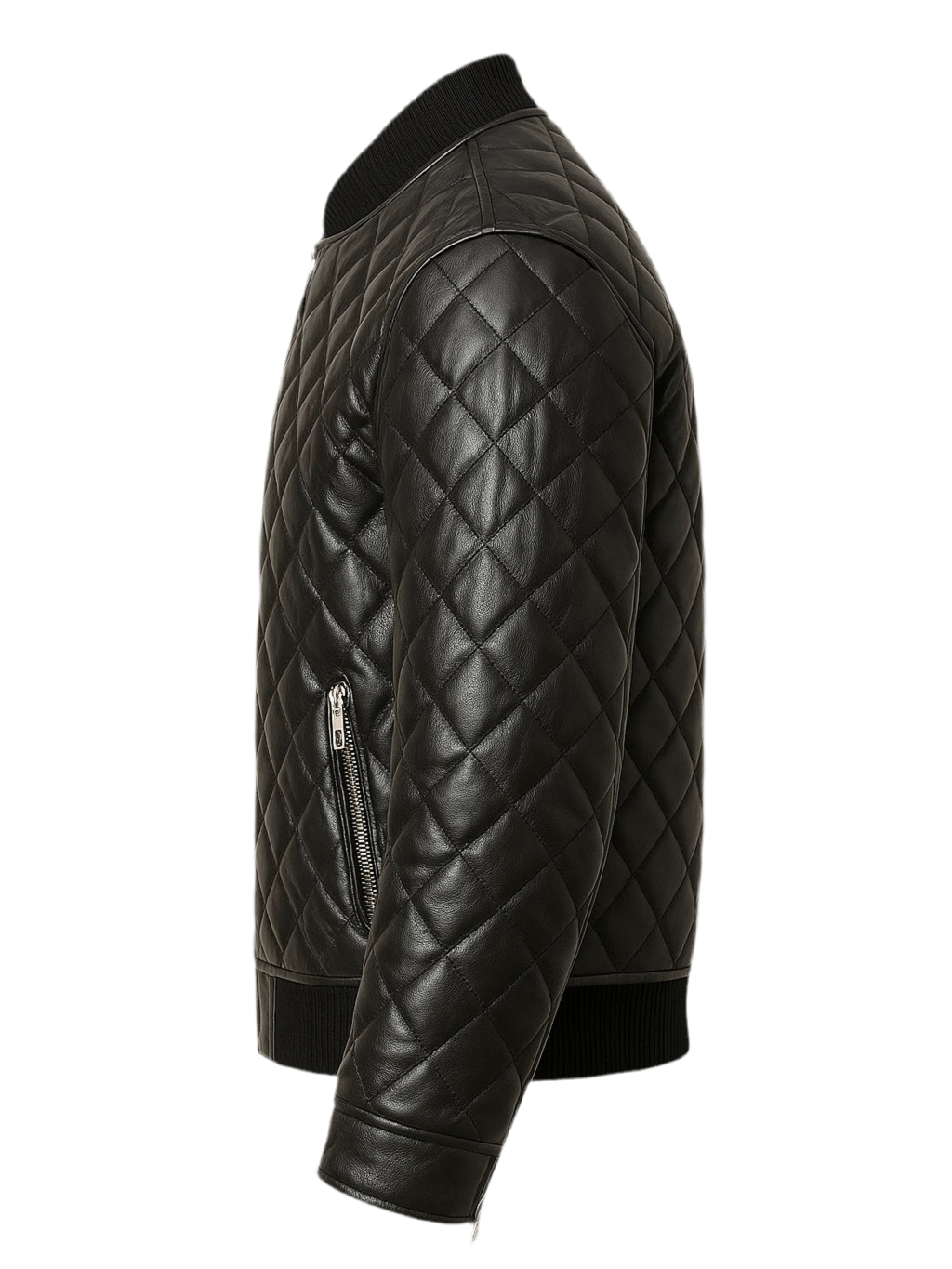 QUILL – Black Quilted Bomber Leather Jacket