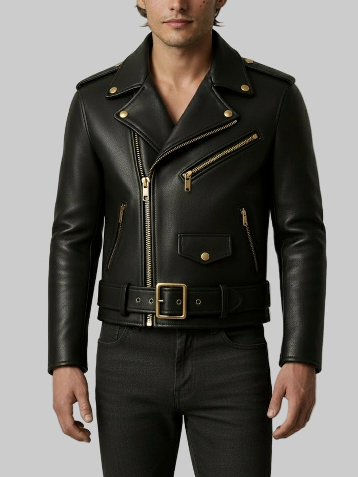 BAZEL – Biker Leather Jacket (Golden Edition)