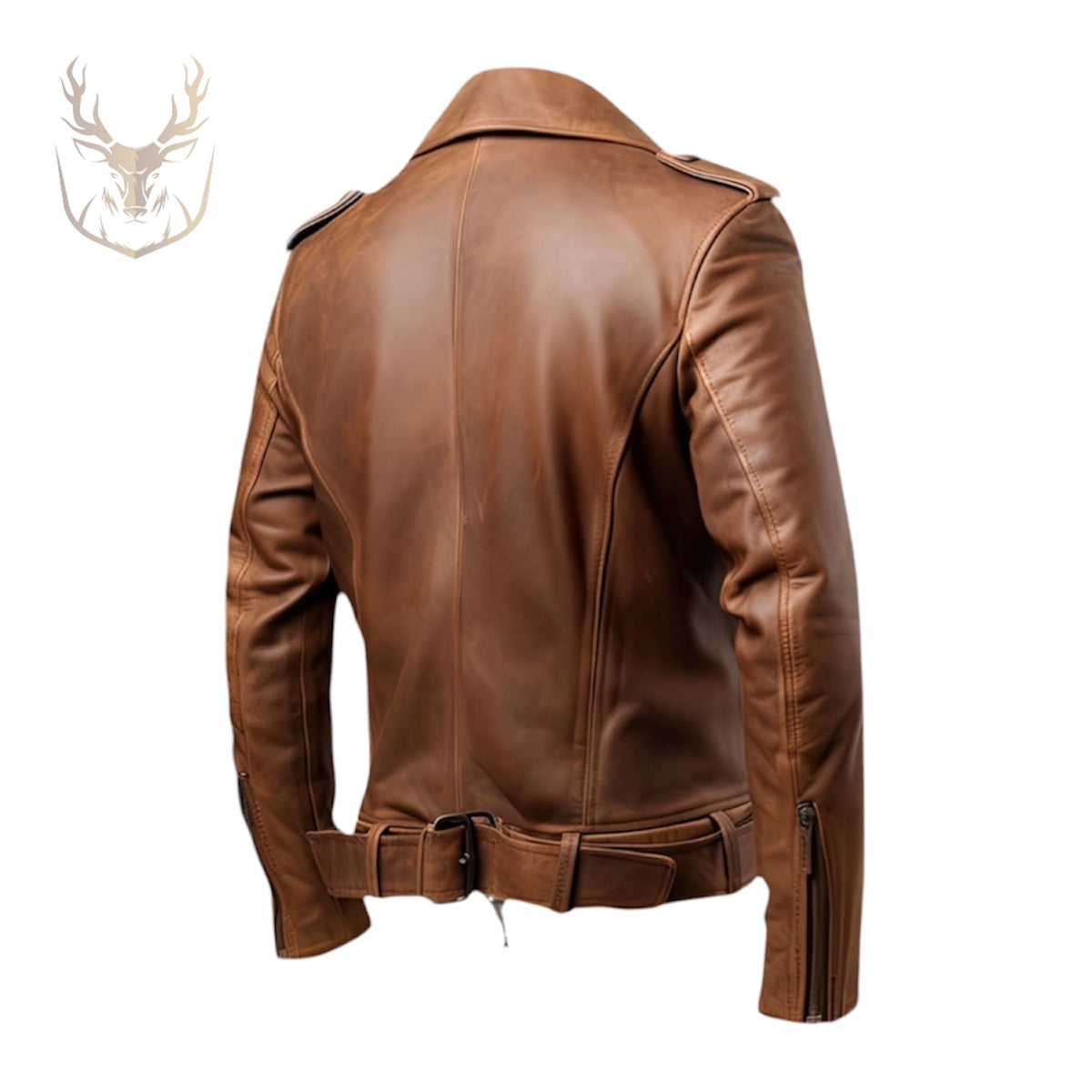 LuxeAura’s Brown Moto Crossover Leather Jacket For Men.