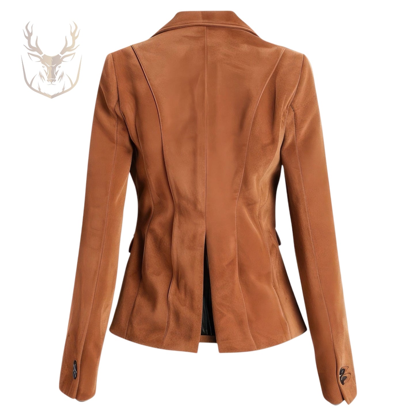 LuxeAura’s Suede One Button Leather Blazer For Women.