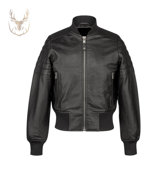 LuxeAura’s Midnight Black Bomber Jacket For Women.