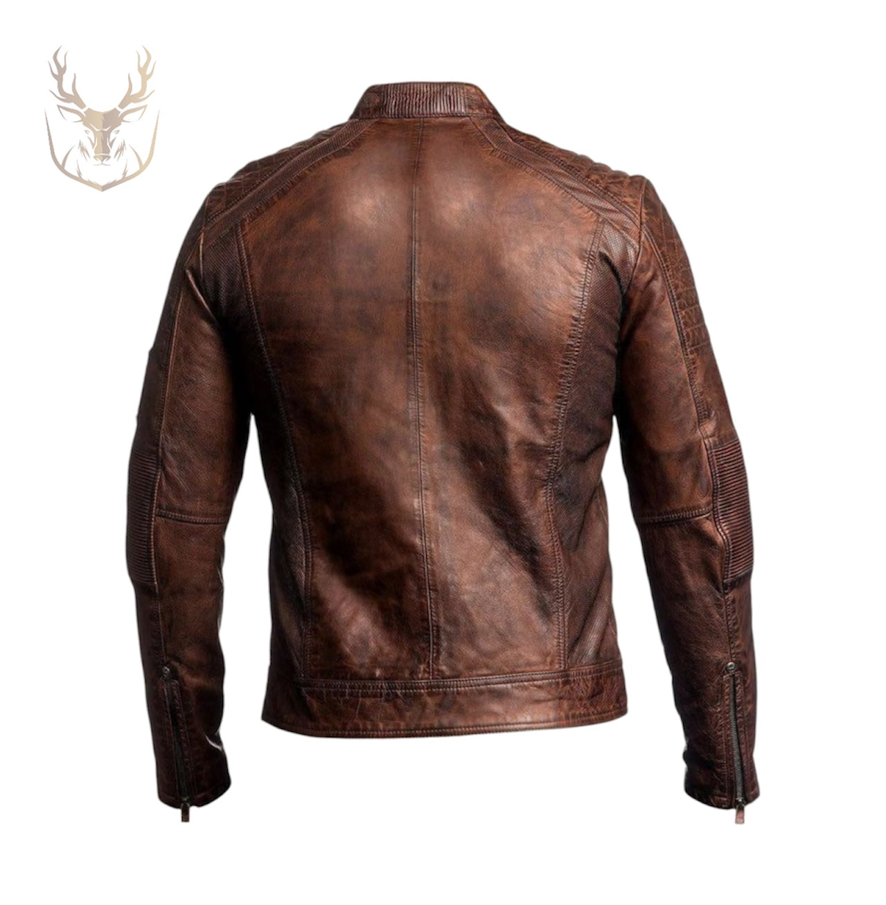 LuxeAura’s Vintage Maroon Cafe Racer Leather Jacket For Men.