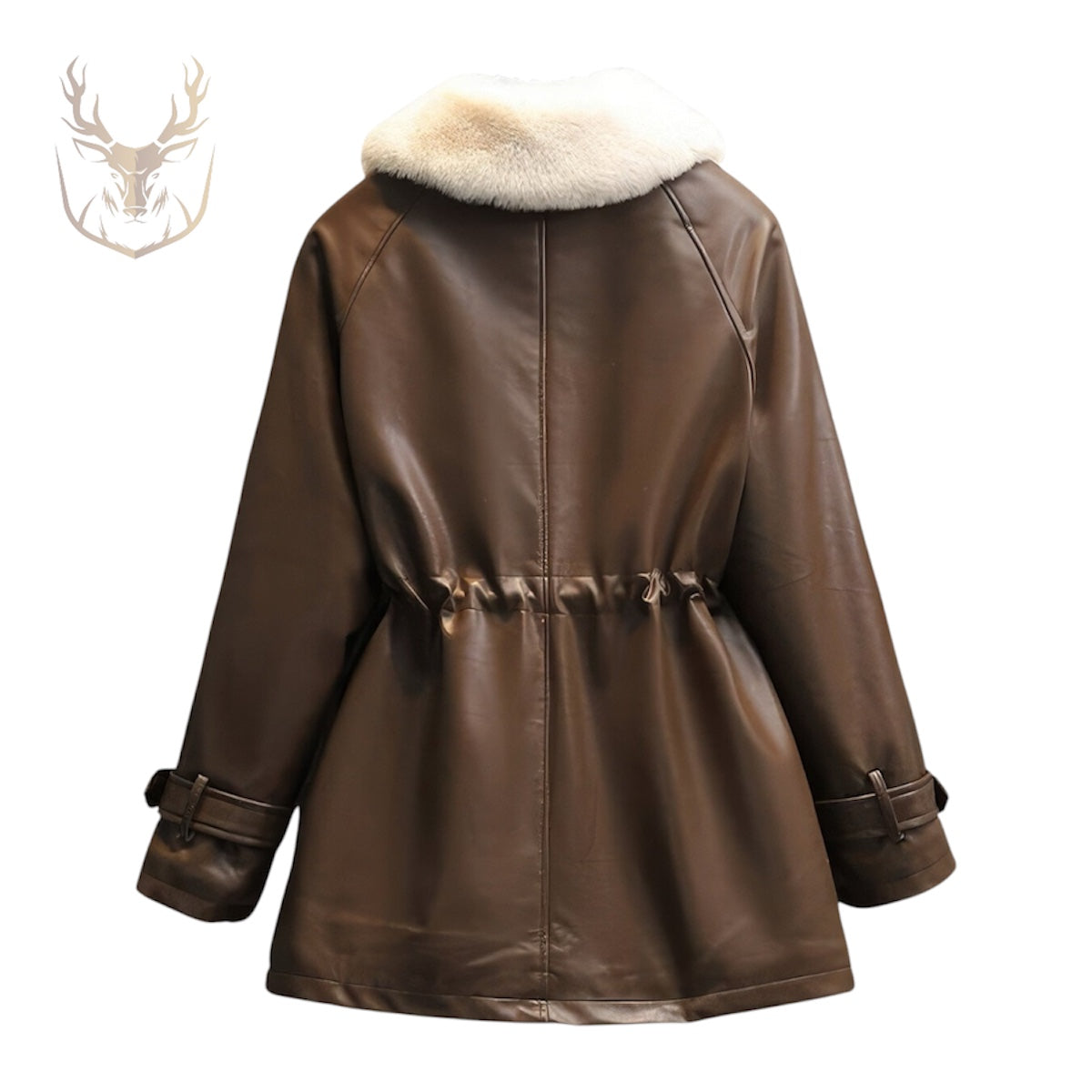 LuxeAura’s Auburn Shearling Leather Trench For Women.