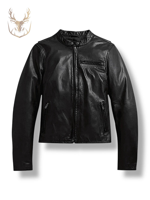 LuxeAura's Bomber Leather Jacket For Women.