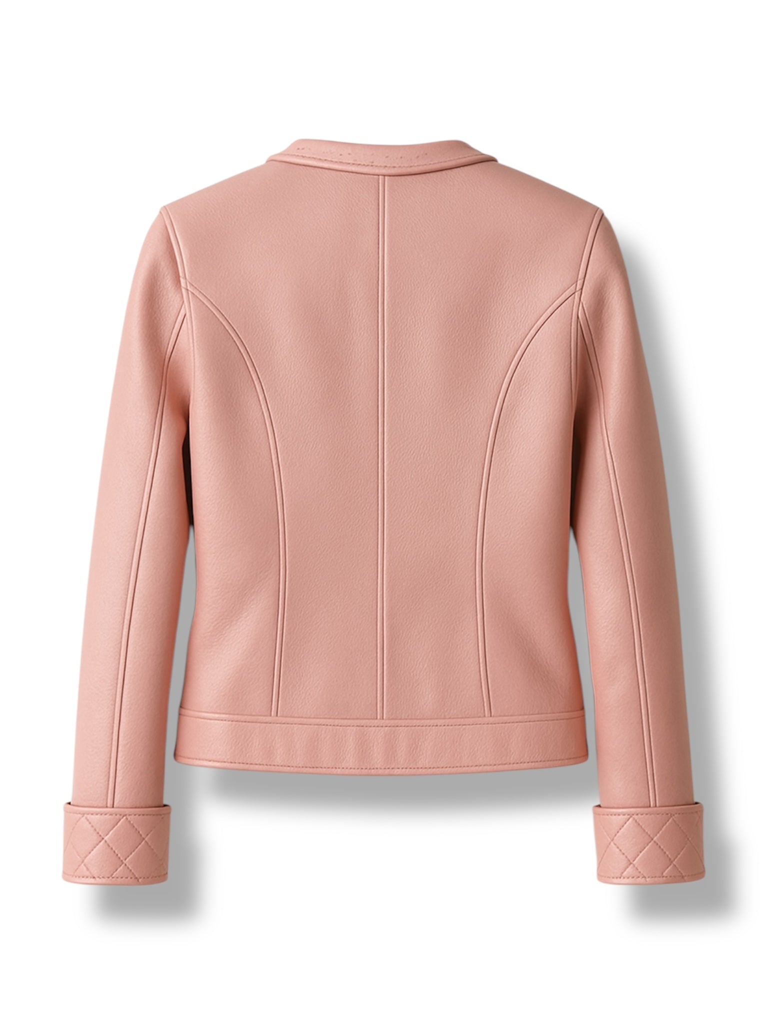 V-Neck Top Leather Jacket For Women.