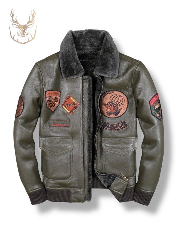 LuxeAura’s A2 Aviator Shearling Jacket For Men.