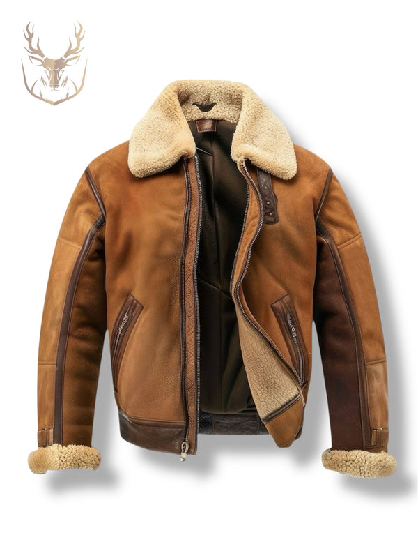 LuxeAura’s Suede B3 Shearling Jacket For Men.