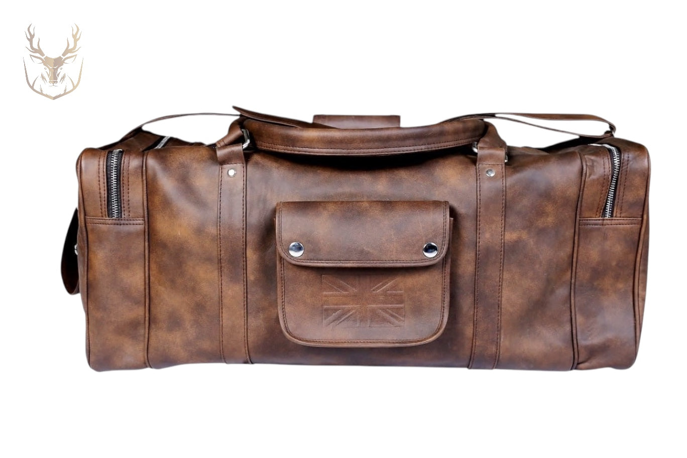 LuxeAura’s Brown Handcrafted Italian Leather Duffle Bag