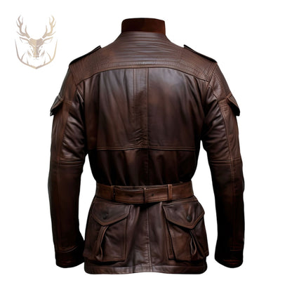 LuxeAura’s Military Leather Trench For Men.