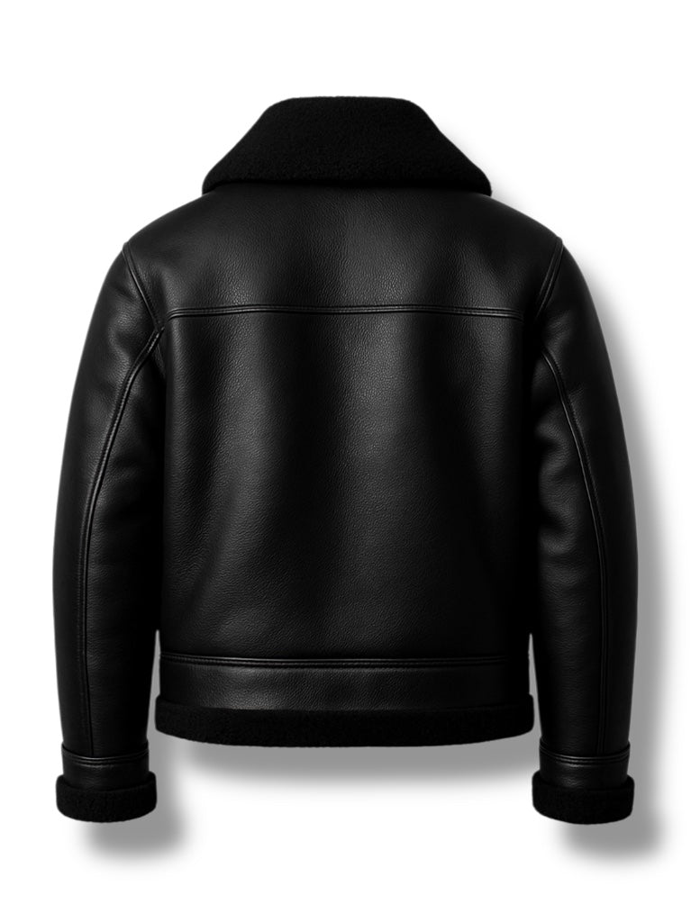 Black leather jacket on a white background