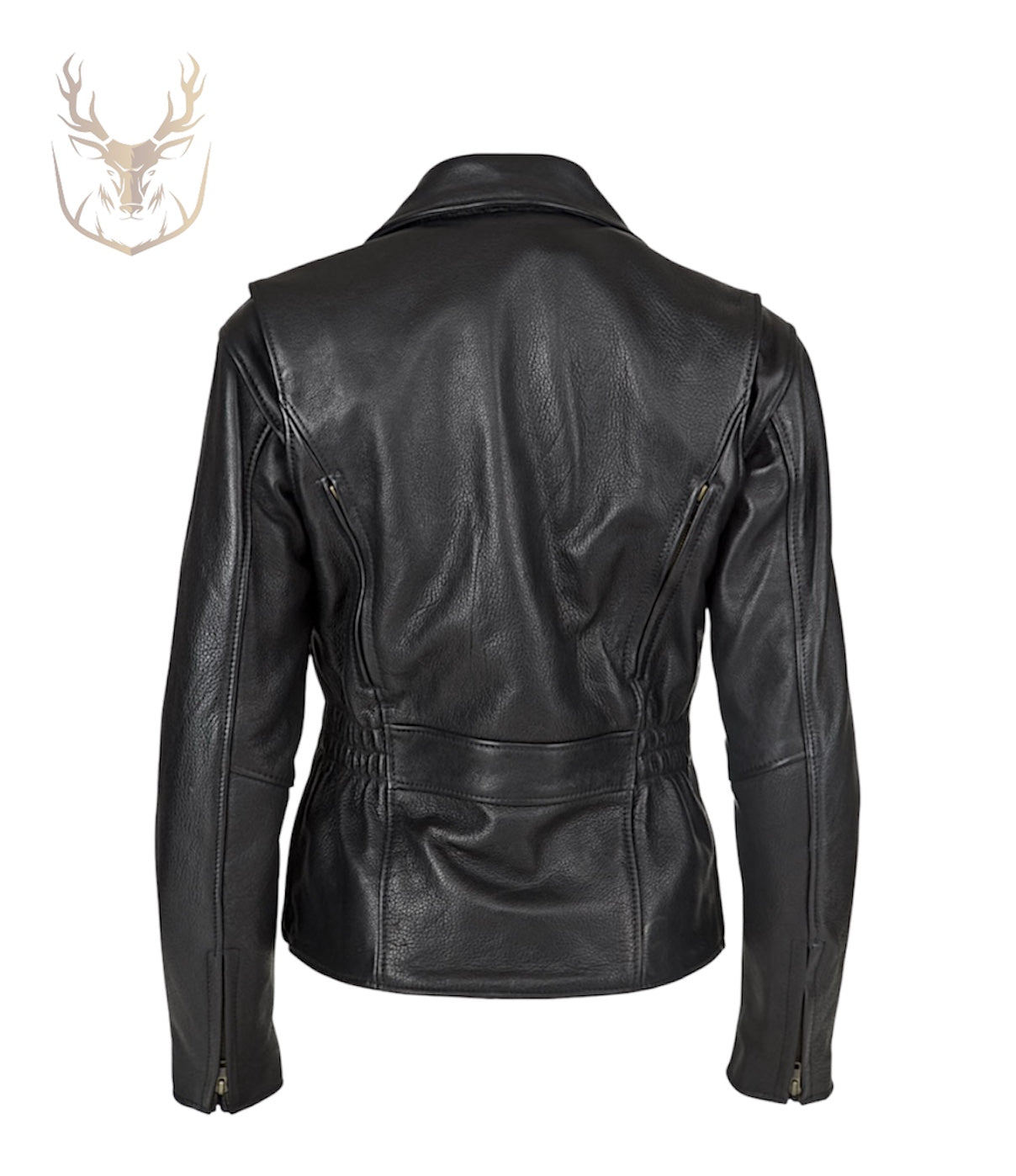 LuxeAura’s Black Motorbike Leather Jacket For Women.