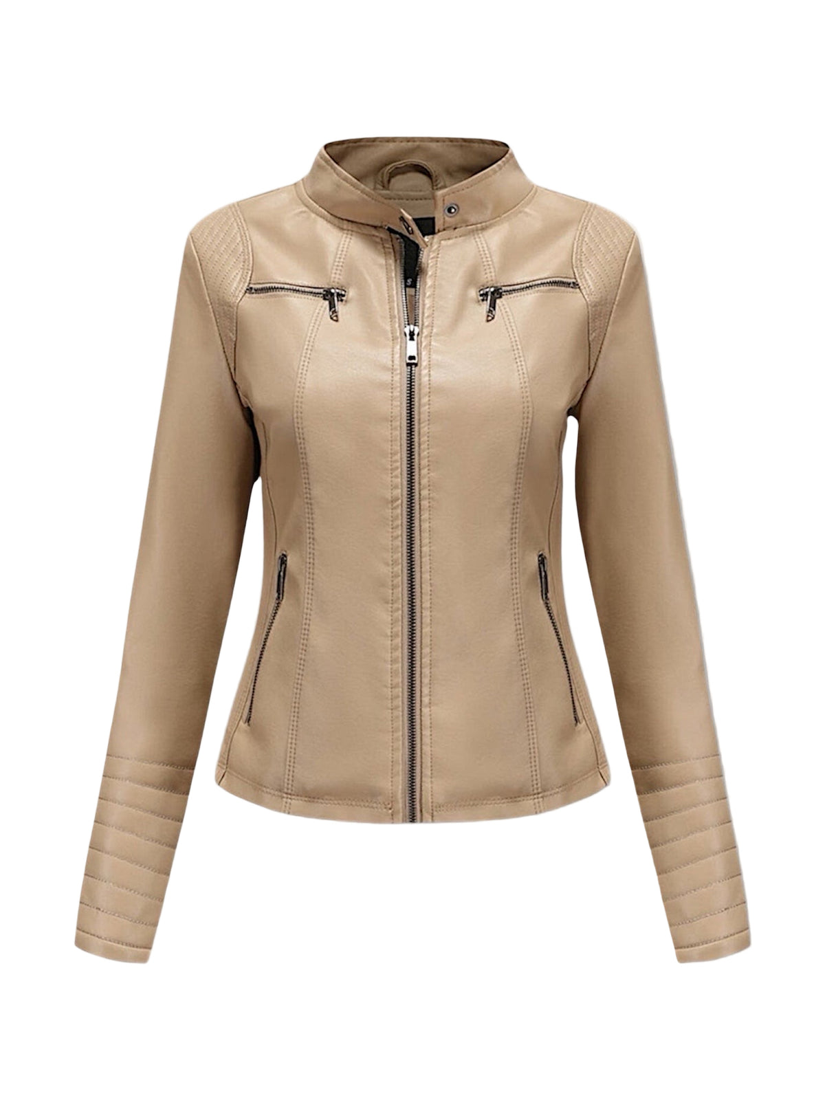SAHARA – Beige Café Racer Leather Jacket