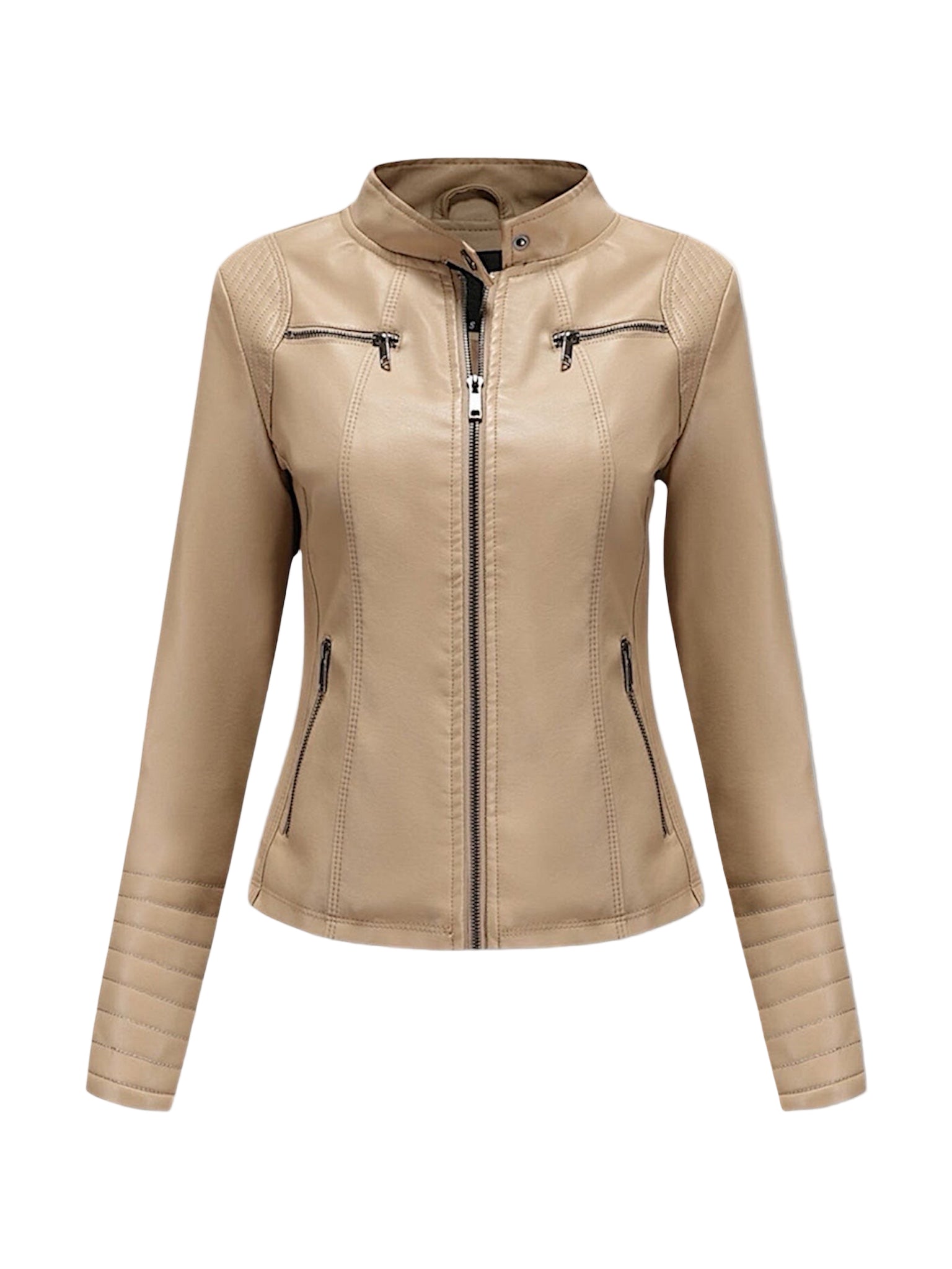 SAHARA – Beige Café Racer Leather Jacket