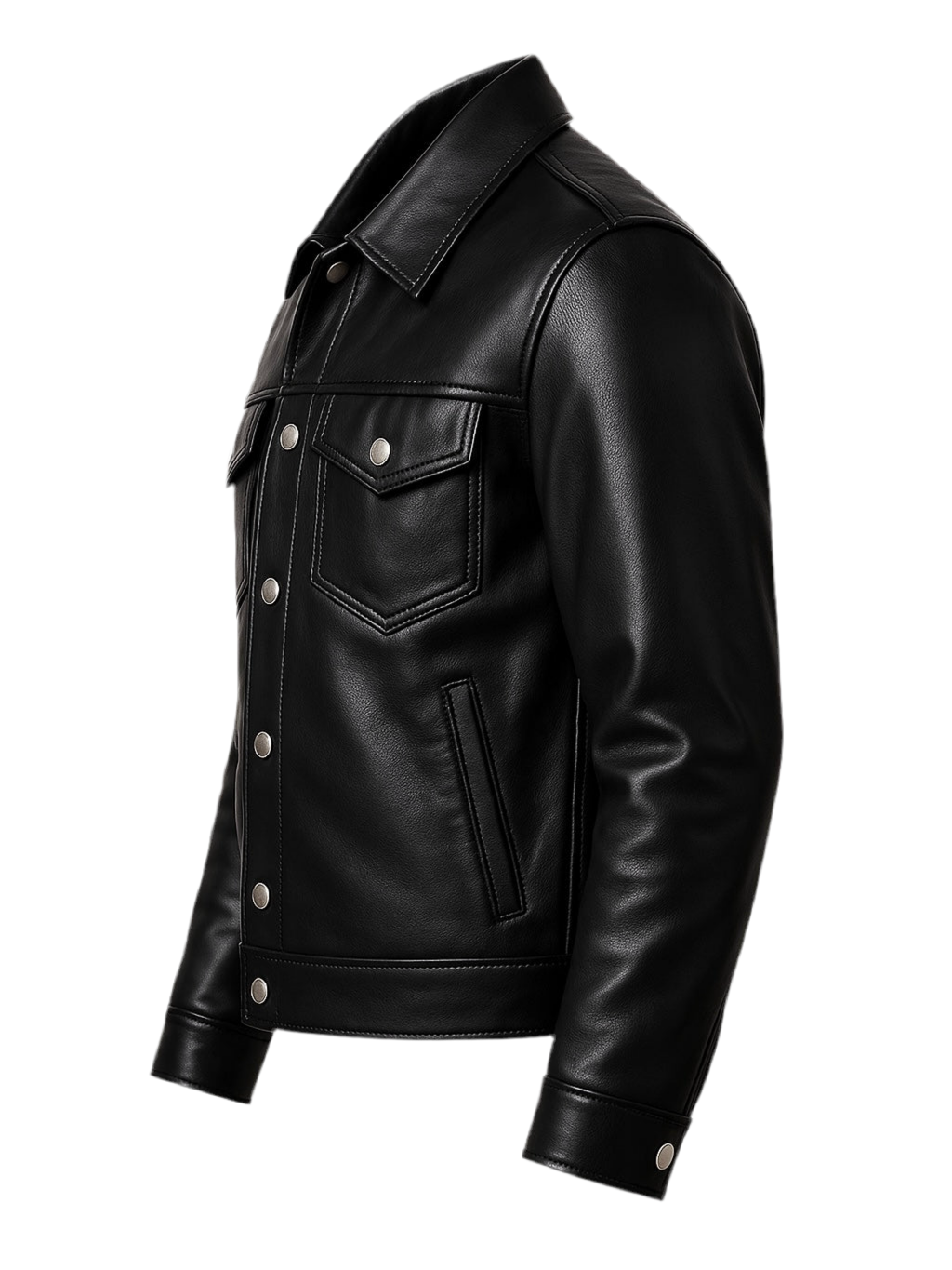 ASHWOOD - Black Trucker Leather Jacket