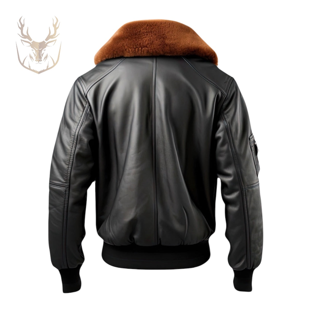 LuxeAura’s Sherpa Shearling Collar Leather Jacket For Men.