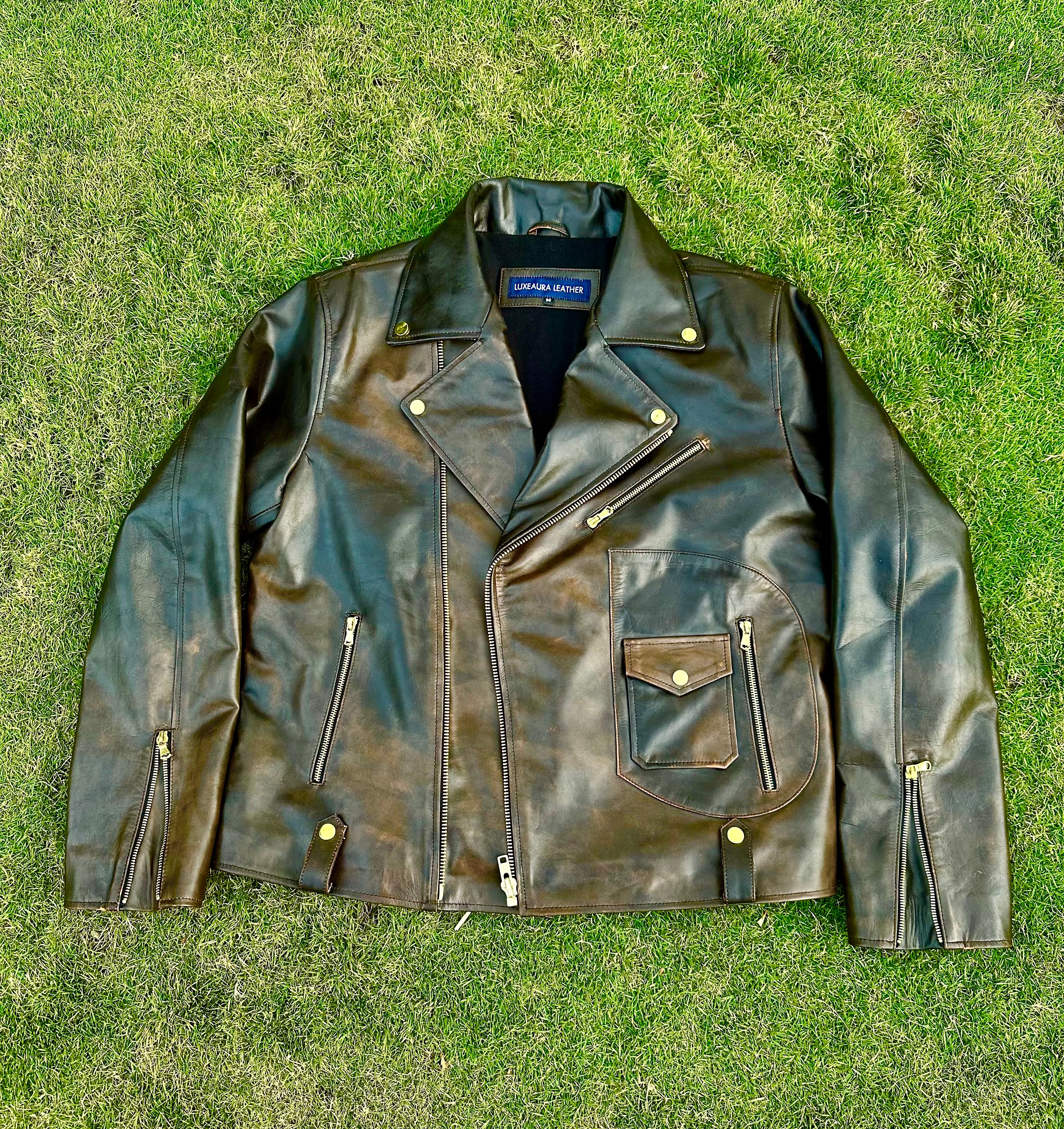 HAYMAN – Bronze Biker Leather Jacket