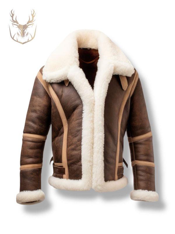 LuxeAura’s B3 Shearling Leather Jacket For Men.