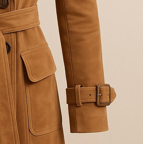 BREW – Brown Suede Trench Leather Coat