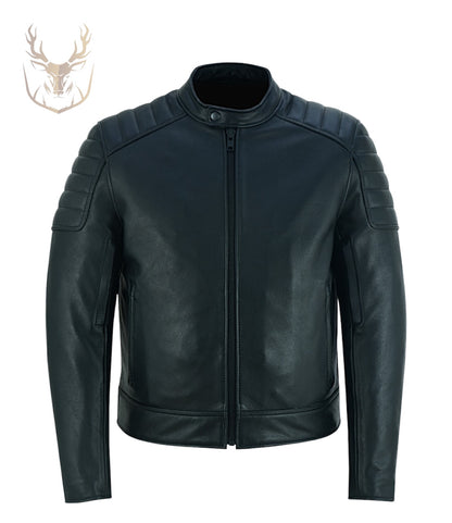 LuxeAura’s Cafe Racer Leather Jacket For Men.