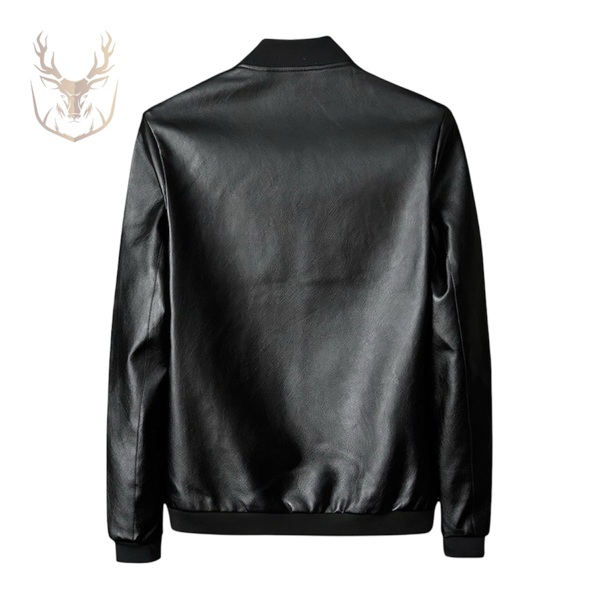 LuxeAura’s Black Bomber Leather Jacket For Men.