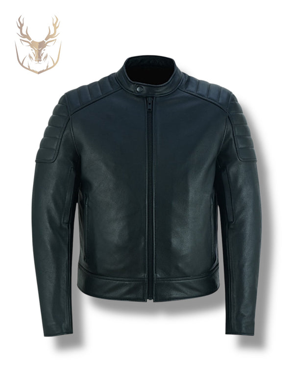 LuxeAura’s Cafe Racer Leather Jacket For Men.