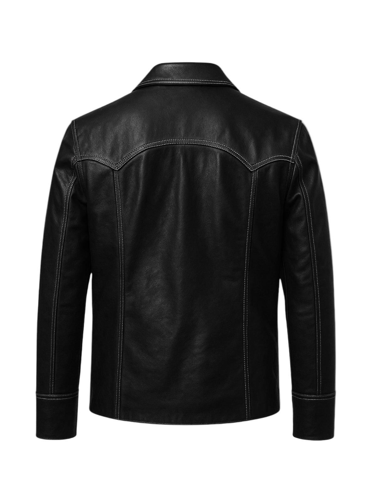 TUKAR – Black Trucker Leather Jacket