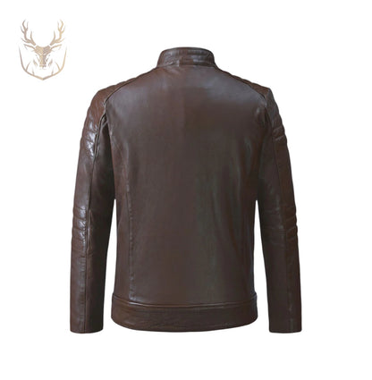 LuxeAura’s Brown Padded Leather Jacket For Men.