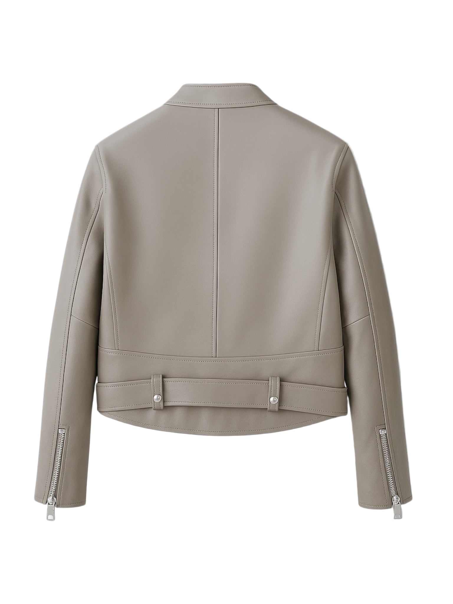 LYRA - Grey Biker Leather Jacket