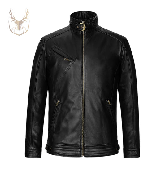 LuxeAura’s Legacy Black Leather Jacket For Men.