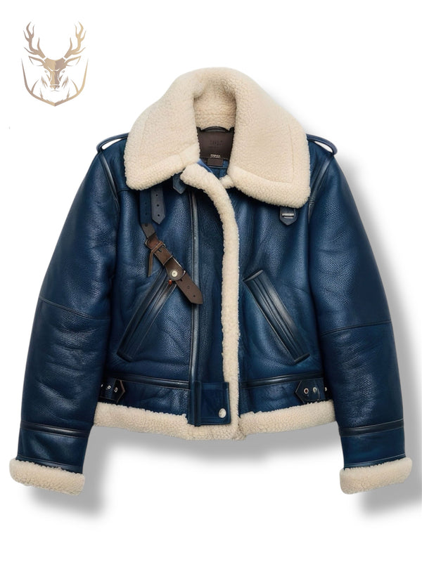 LuxeAura’s B3 Shearling Leather Jacket For Women.